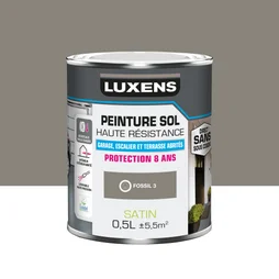 Peinture pour sol garage béton et carrelage haute resistance, LUXENS, 0.5 L fossil 3 satiné