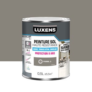 Peinture pour sol garage béton et carrelage haute resistance, LUXENS, 0.5 L fossil 3 satiné