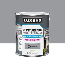 Peinture pour sol garage béton et carrelage haute resistance, LUXENS, 2.5 L granit 3 satiné