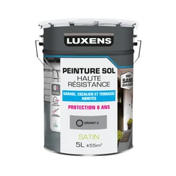 Peinture pour sol garage béton et carrelage haute resistance, LUXENS, 5 L granit 3 satiné