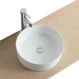 Vasque à poser ceramique rond Fine structuree Diam.36 cm blanc structuré brillant