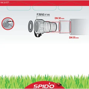 Raccord pompe f33x42 cannelé Diam.25-32mm