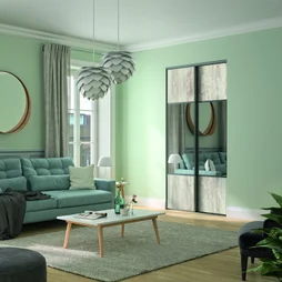 Portes de placard coulissantes SALTO 2 portes pin nordique / miroir l120xH250cm