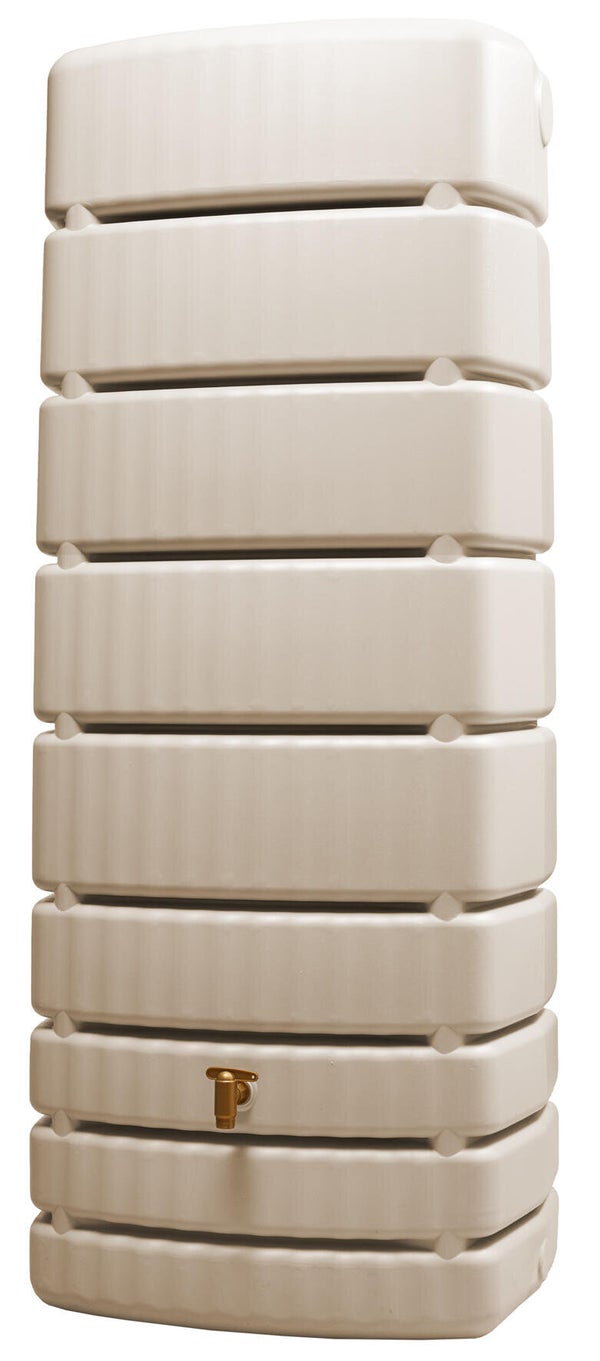 Récupérateur d'eau mural rectangulaire Slim sable 500L + robinet GARANTIA
