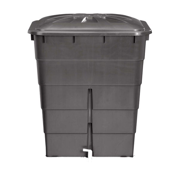 Récupérateur d'eau mural rectangulaire + robinet, GARANTIA, 300 litres, gris