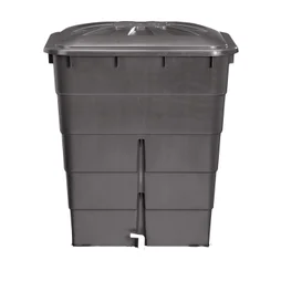 Récupérateur d'eau mural rectangulaire + robinet, GARANTIA, 300 litres, gris