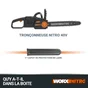 Tronconneuse sur batterie WORX 20 V, guide de 40 cm sans batterie