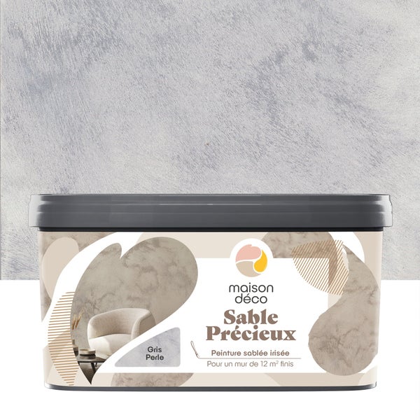 Peinture à effet, Sable precieux MAISON DECO, gris perle, sablé, 2l