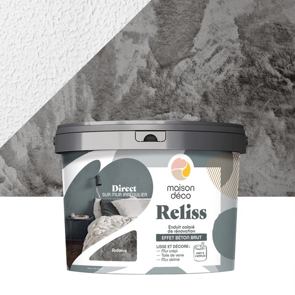 Enduit décoratif Reliss beton MAISON DECO, ardoise, 15kg