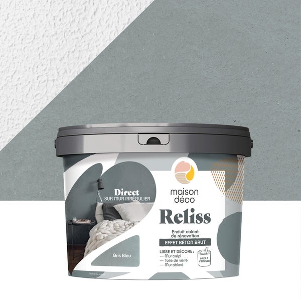 Enduit décoratif Reliss beton MAISON DECO, gris bleu, 15kg