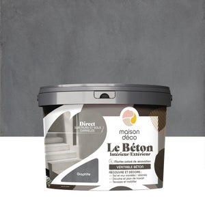 Enduit décoratif Le Béton intérieur et extérieur, MAISON DECO, 5 kg graphite