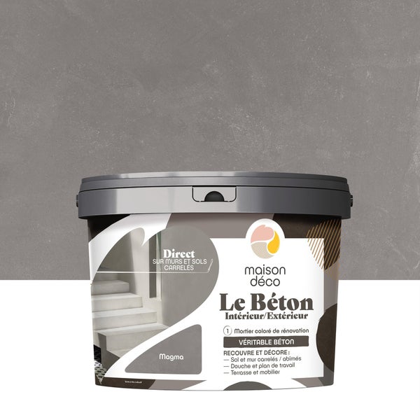 Enduit décoratif Le Béton intérieur et extérieur, MAISON DECO, 5 kg magma