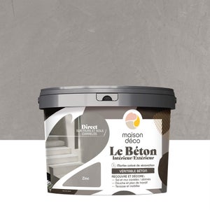 Enduit décoratif Le Béton intérieur et extérieur, MAISON DECO, 5 kg zinc