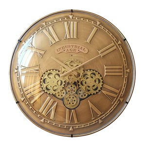 Horloge en métal avec mécanisme, diam.60 cm, doré