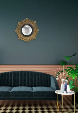 Miroir rond Leonie doré diam.28 cm EMDE