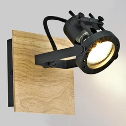Spot technic gu10 metal noir/bois