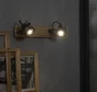 Barre 2 spots TECHNIC, GU10, métal noir+bois, Inspire