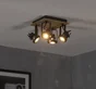 Plafonnier spots 4xgu10 technic métal noir/bois INSPIRE