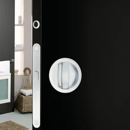Kit de poignées porte coulissante rond zamak nickelé gris