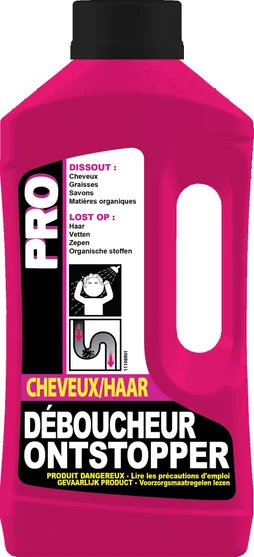 Déboucheur pro cheveux pour canalisation industriel, 900ML, BEVIL