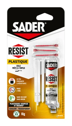 Colle de reparation epoxy bi-composant sader resist plastiq sering 10g