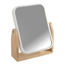 Miroir carré à poser, grossissement x2, H.19.5 x l.15 x P.5 cm, SENSEA Scandi, blanc
