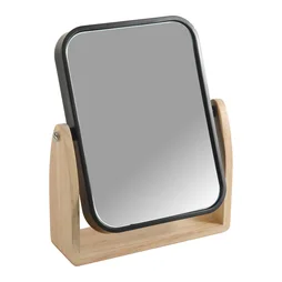 Miroir carré à poser, grossissement x2, H.19.5 x l.15 x P.5 cm, SENSEA Scandi, noir