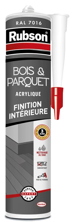 Mastic bois/parquet acrylique RUBSON gris foncé cartouche 280ml