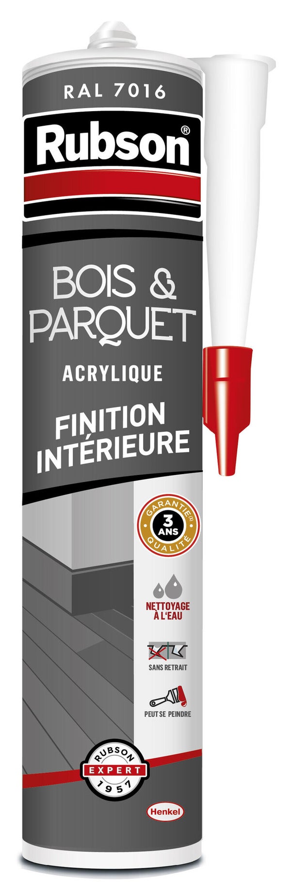 Mastic bois/parquet acrylique RUBSON gris foncé cartouche 280ml