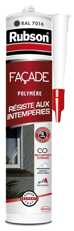 Mastic étanchéite facade polymer RUBSON gris fonce 7016 cart 280ml