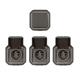 Lot de 1 interrupteur VV et 3 prises avec terre complet, LEGRAND Plexo, anth
