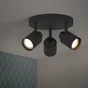 Plafonnier 3 spots Tekla, GU10, metal noir, INSPIRE