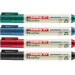 Lot de marqueurs permanents 4 couleurs EDDING ECOLINE 21