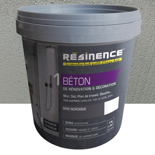 Enduit decoratif Beton RESINENCE, gris nordique, 4 kg