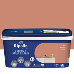 Peinture mur, RIPOLIN cuisine et bain, 2 litres, ocre nubie satin