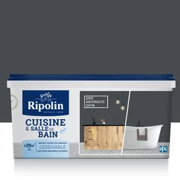 Peinture mur, cuisine et bain RIPOLIN gris anthracite satine 2