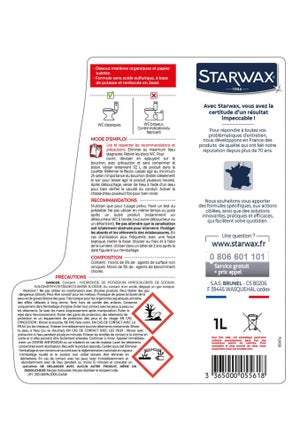 Déboucheur avec javel wc et canalisation STARWAX 1l