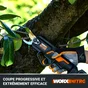 Sécateur sur batterie WORX WG330E.9, sans batterie, L.25 cm, 20 V