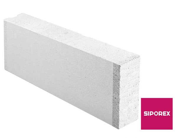 Carreau de beton cellulaire lisse L.62.5 x H.25 x Ep.10 cm SIPOREX