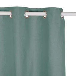 Rideau occultant aspect lin, Aleyna vert  l.140 x H.280 cm