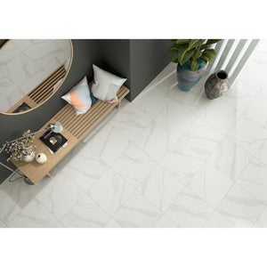 Carrelage sol / mur effet marbre blanc Samos 2 l.33.3 x L.33.3 cm