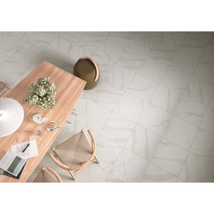 Carrelage sol / mur effet marbre blanc Samos 2 l.33.3 x L.33.3 cm