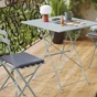 Table de jardin pliante NATERIAL Flora carré bleu 2 personnes