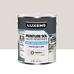 Peinture pour sol garage béton et carrelage haute resistance, LUXENS, 2.5 L trench 6 satiné
