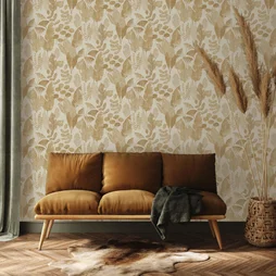 Papier peint vinyle intissé jardin tropical jaune