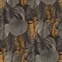 Papier peint tropical noir doré