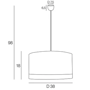 Suspension Raito coton, noir, diam.38 cm, E27