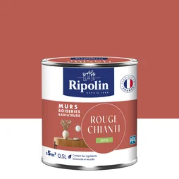 Peinture rouge chianti mur, boiserie, radiateur RIPOLIN satine 0.5 l