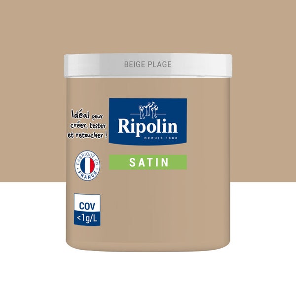 Testeur peinture intérieur mur/boiserie/radiateur satiné, RIPOLIN, beige plage, 75 ml