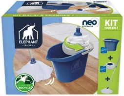 Balai à franges microfibres rotatif + seau + essoreur, ELEPHANT Neo Power